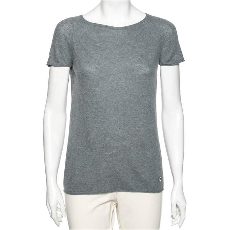 Pre Owned Loro Piana Grey Cashmere Short Sleeve T-Shirt S