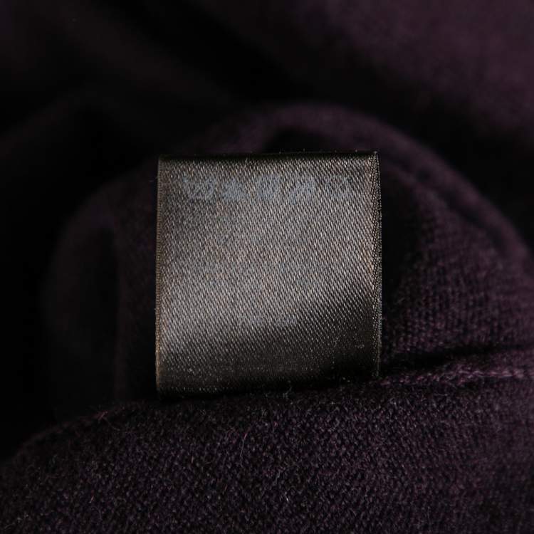 Pre Owned Loro Piana Purple Cashmere Turtle Neck Belted Dress S