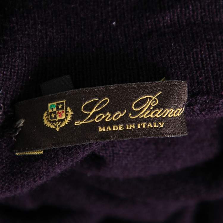 Pre Owned Loro Piana Purple Cashmere Turtle Neck Belted Dress S