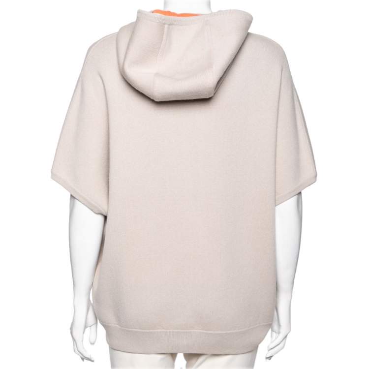 Pre Owned Loro Piana Beige Cashmere Drop Shoulder Zip Front Hooded Jacket M