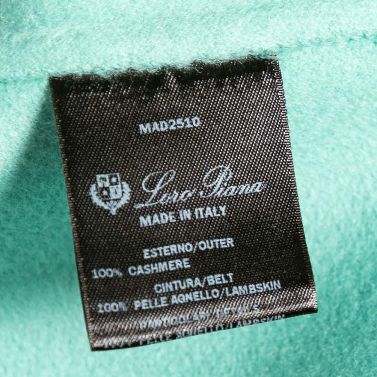 Pre Owned Loro Piana Mint Green Cashmere & Leather Belted Cape M