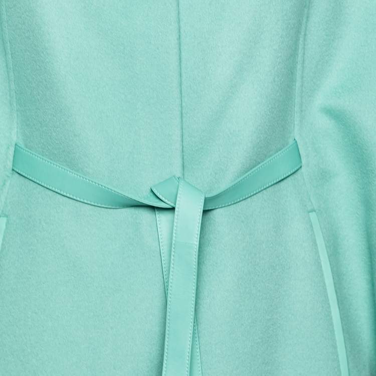 Pre Owned Loro Piana Mint Green Cashmere & Leather Belted Cape M