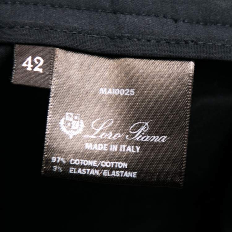 Pre Owned Loro Piana Navy Blue Cotton Trouser M