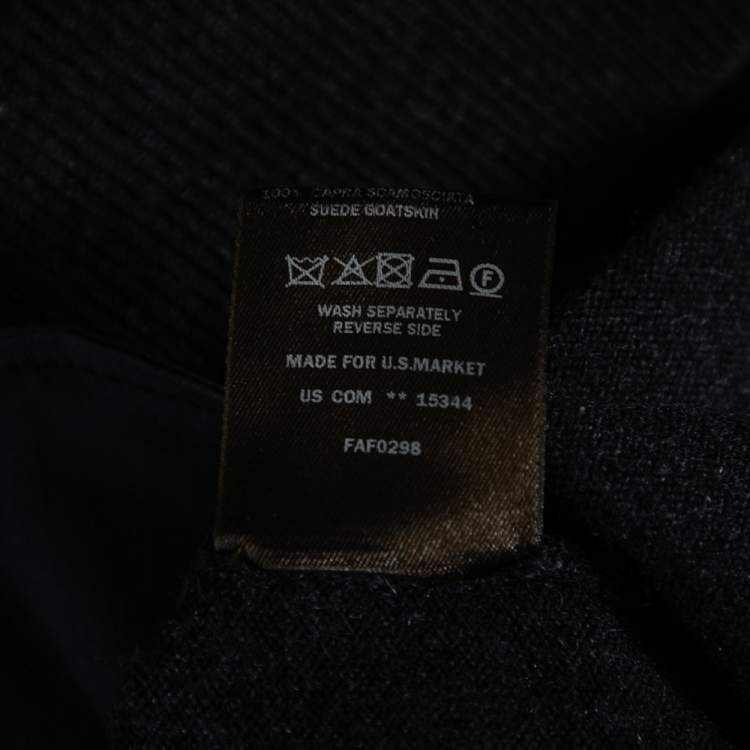Pre Owned Loro Piana Dark Grey Two Toned Cashmere & Suede Trimmed Belted Dress M