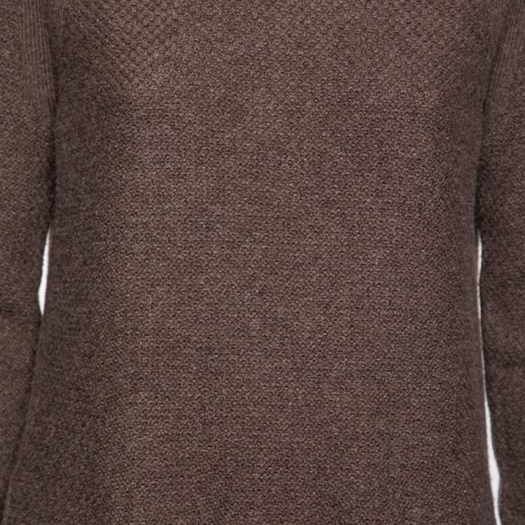 Pre Owned Loro Piana Brown Cashmere Collar Detail Sweater Dress M