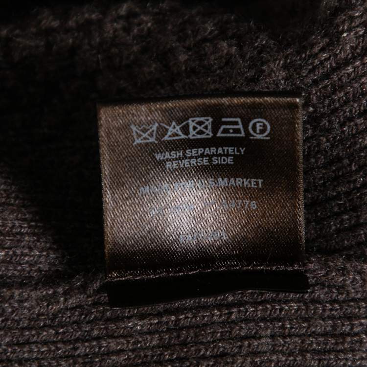 Pre Owned Loro Piana Brown Cashmere Collar Detail Sweater Dress M