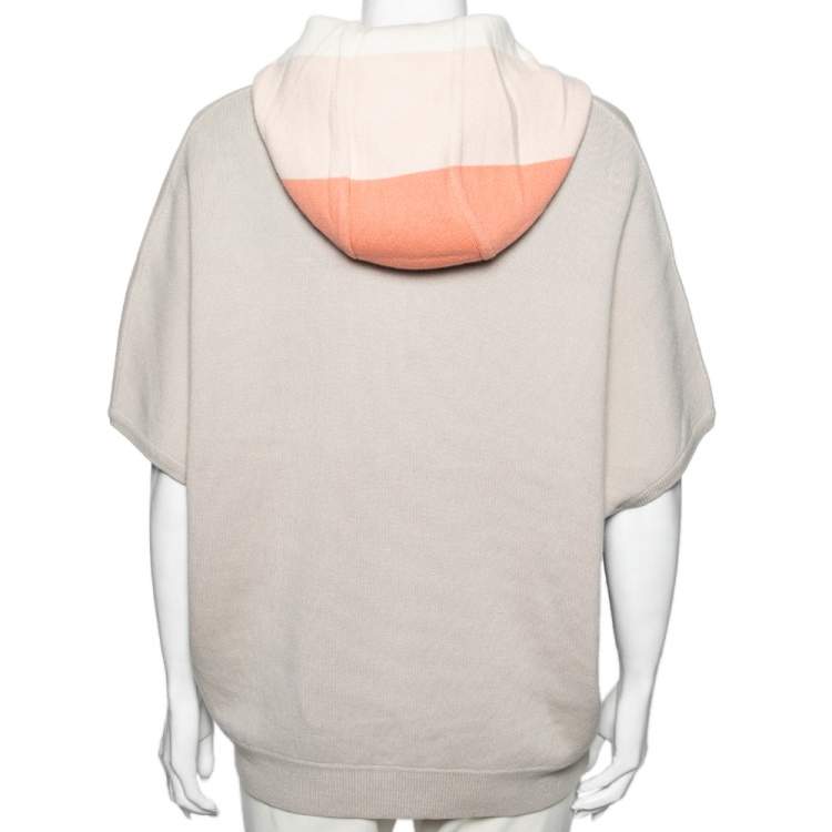 Pre Owned Loro Piana Beige Cashmere Zip Front Hooded Sweater M