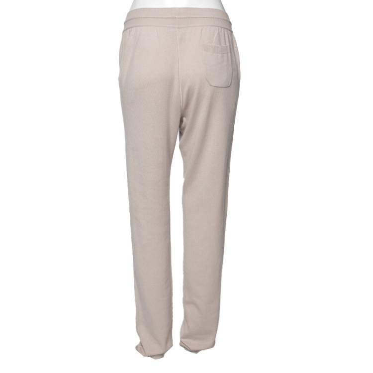 Pre Owned Loro Piana Beige Cashmere Waist Tie Detail Joggers S