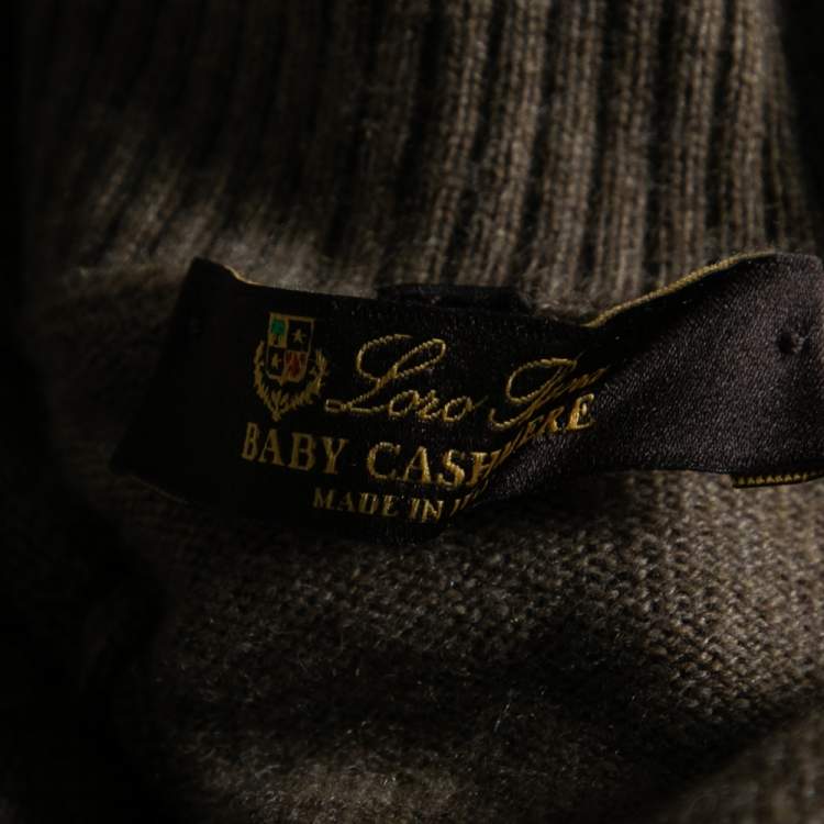 Pre Owned Loro Piana Brown Cashmere Turtleneck Sweater M