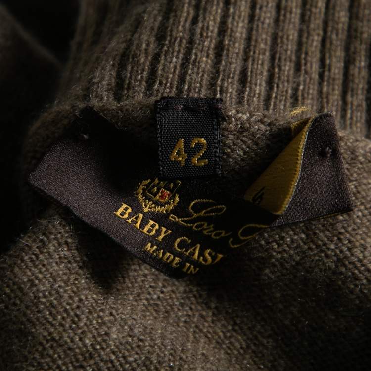 Pre Owned Loro Piana Brown Cashmere Turtleneck Sweater M