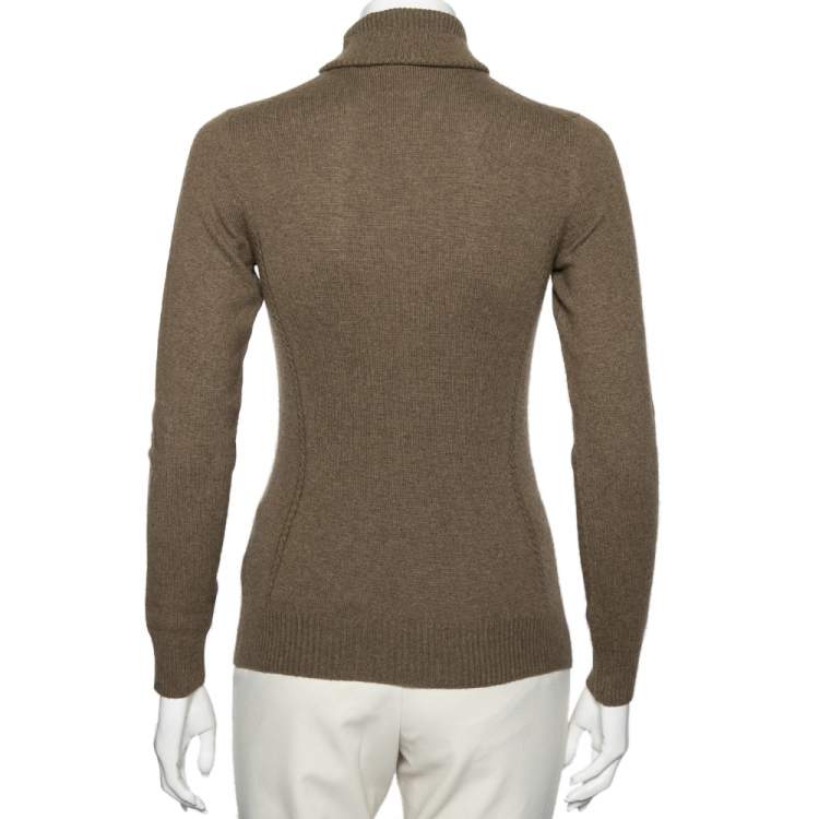 Pre Owned Loro Piana Brown Cashmere Turtleneck Sweater M
