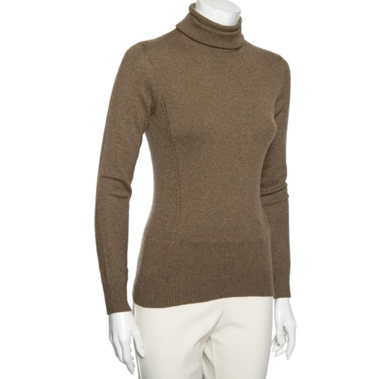 Pre Owned Loro Piana Brown Cashmere Turtleneck Sweater M
