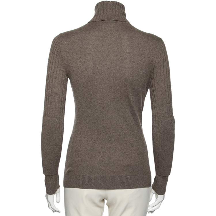 Pre Owned Loro Piana Brown Cashmere Knit Turtleneck Sweater M