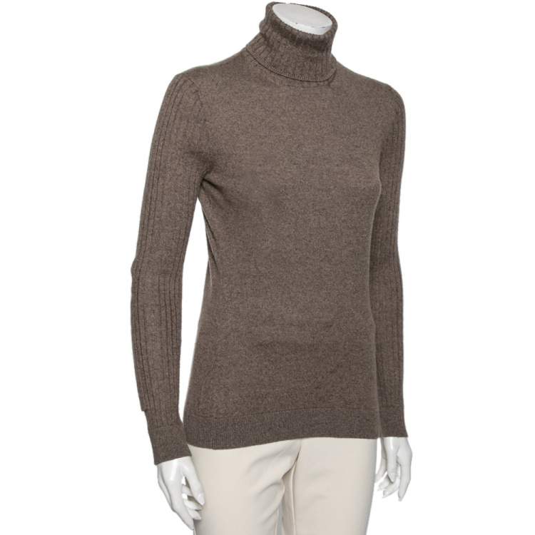 Pre Owned Loro Piana Brown Cashmere Knit Turtleneck Sweater M