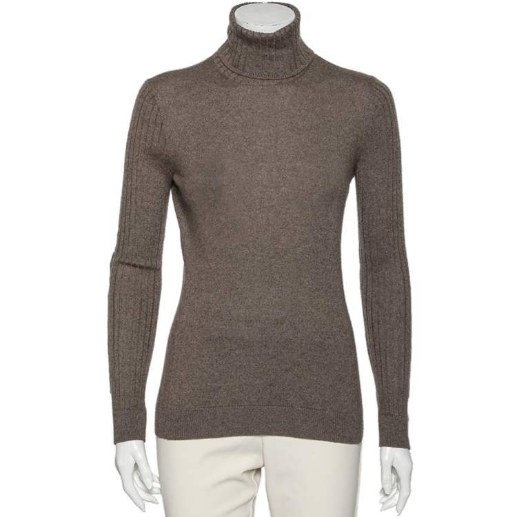 Pre Owned Loro Piana Brown Cashmere Knit Turtleneck Sweater M
