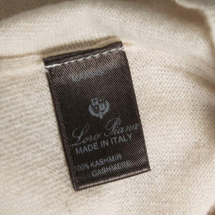 Pre Owned Loro Piana Cream Cashmere Turtle Neck Sweater M