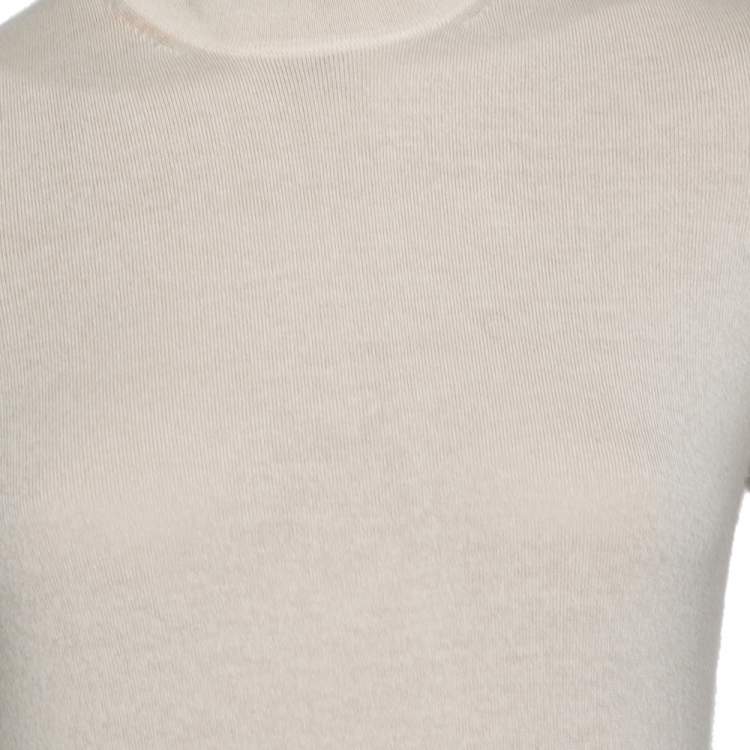 Pre Owned Loro Piana Cream Cashmere Turtle Neck Sweater M