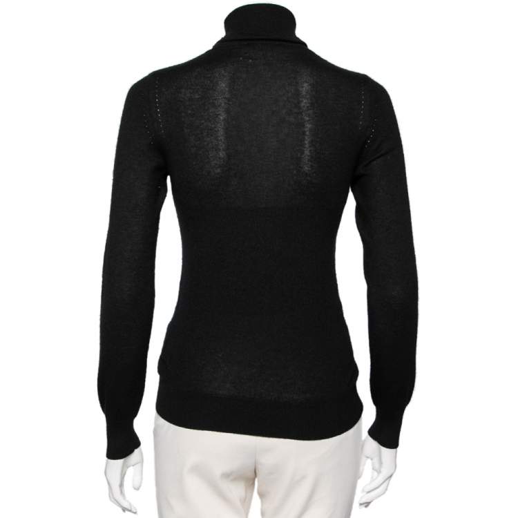 Pre Owned Loro Piana Black Cashmere Turtleneck Pullover Top M