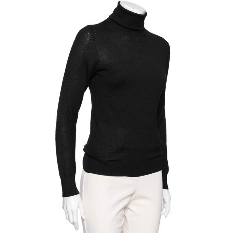 Pre Owned Loro Piana Black Cashmere Turtleneck Pullover Top M
