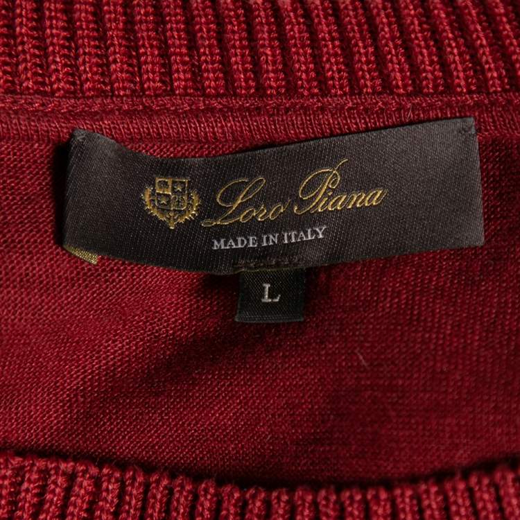 Pre Owned Loro Piana Red Linen & Silk Short Sleeve Jumper L