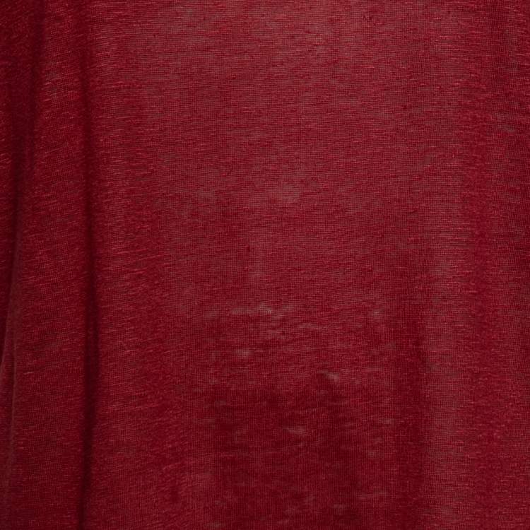 Pre Owned Loro Piana Red Linen & Silk Short Sleeve Jumper L