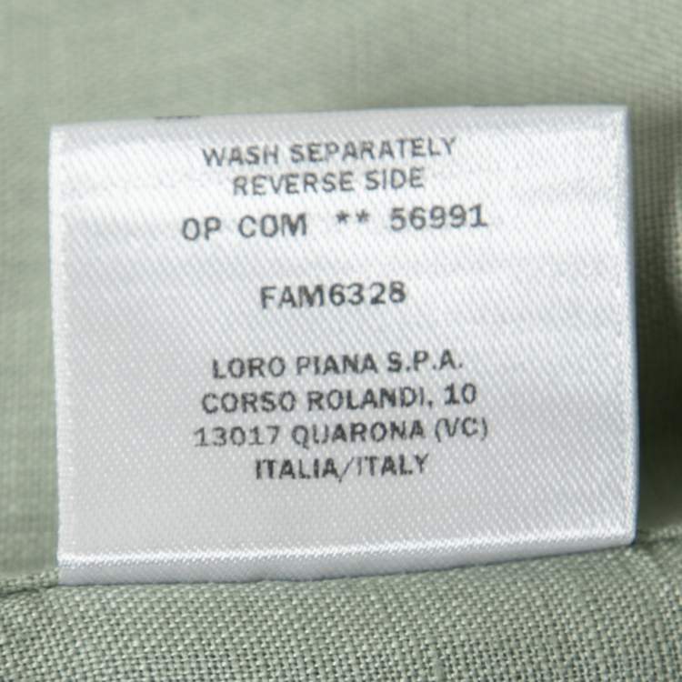 Pre Owned Loro Piana Light Green Linen Pocket Detail Button Front Shirt S