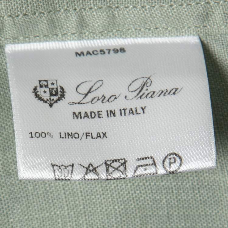 Pre Owned Loro Piana Light Green Linen Pocket Detail Button Front Shirt S