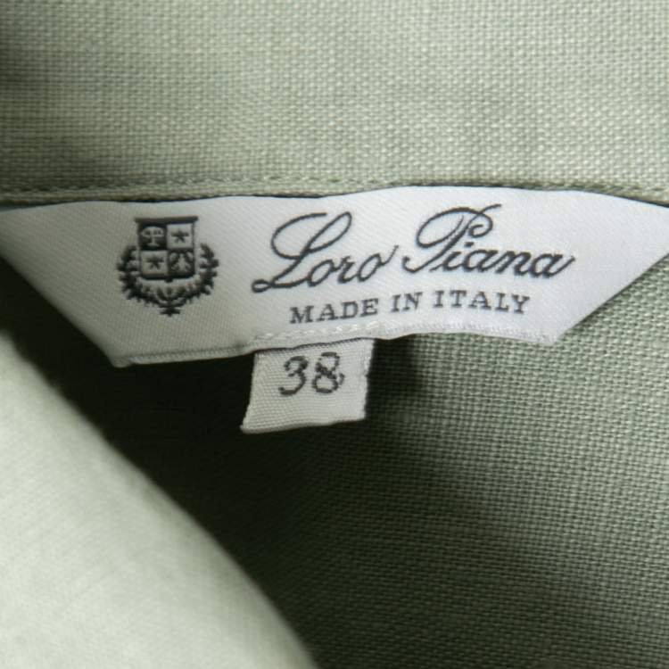 Pre Owned Loro Piana Light Green Linen Pocket Detail Button Front Shirt S