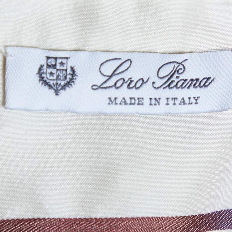 Pre Owned Loro Piana White Striped Silk Half Button Shirt L