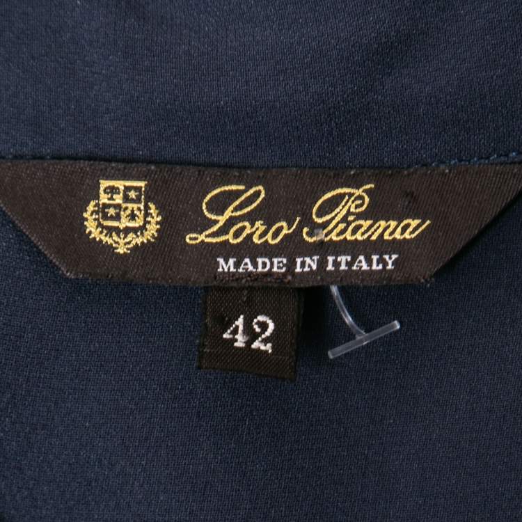 Pre Owned Loro Piana Slate Blue Silk Concealed Button Shirt M