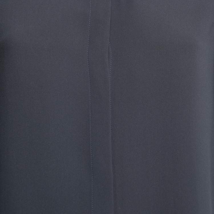 Pre Owned Loro Piana Slate Blue Silk Concealed Button Shirt M
