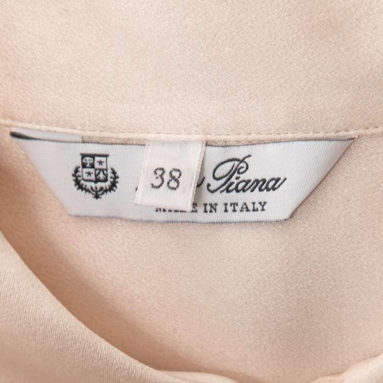 Pre Owned Loro Piana Light Pink Silk Concealed Button Shirt S