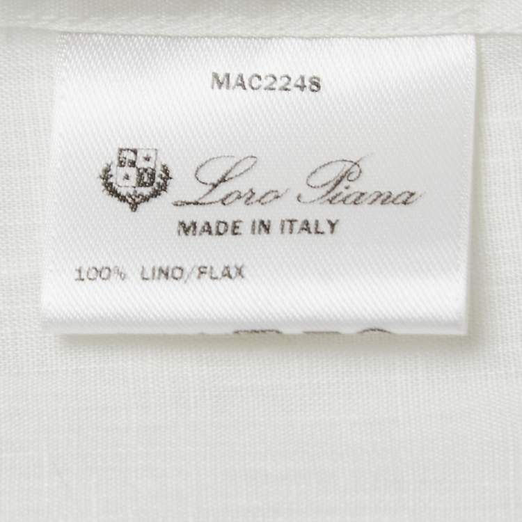 Pre Owned Loro Piana White Linen Button Front Shirt M