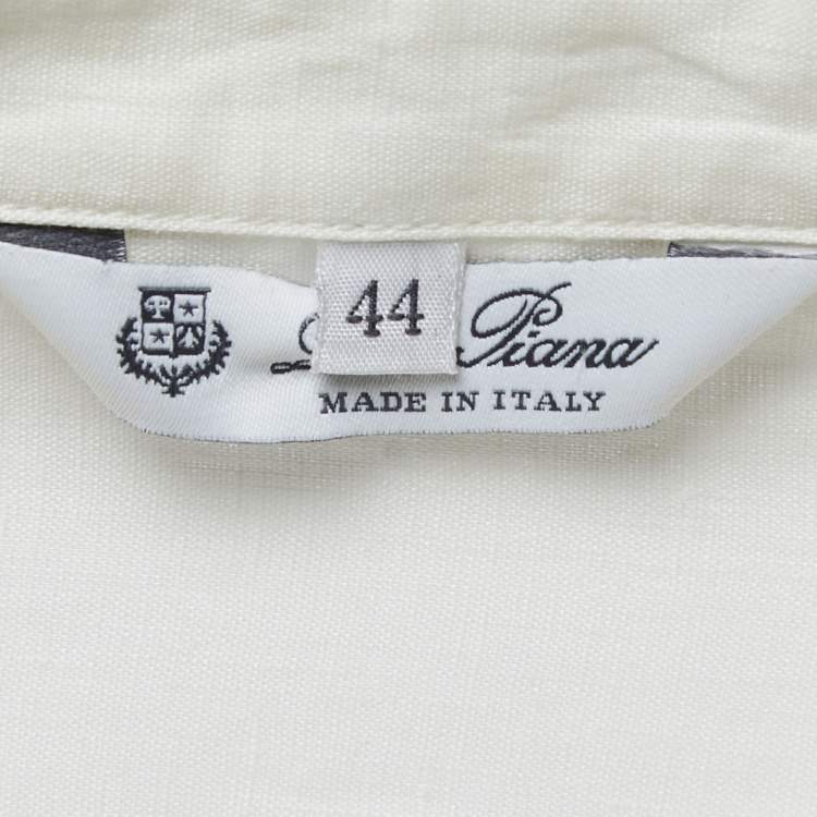 Pre Owned Loro Piana White Linen Button Front Shirt M
