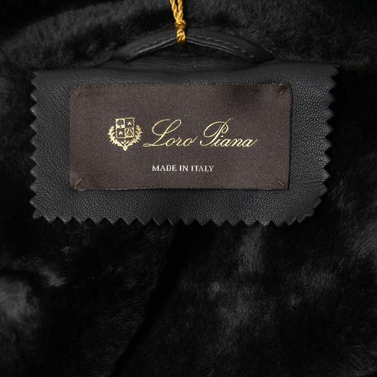 Pre Owned Loro Piana Black Lambskin & Shearling Mid-Length Coat M