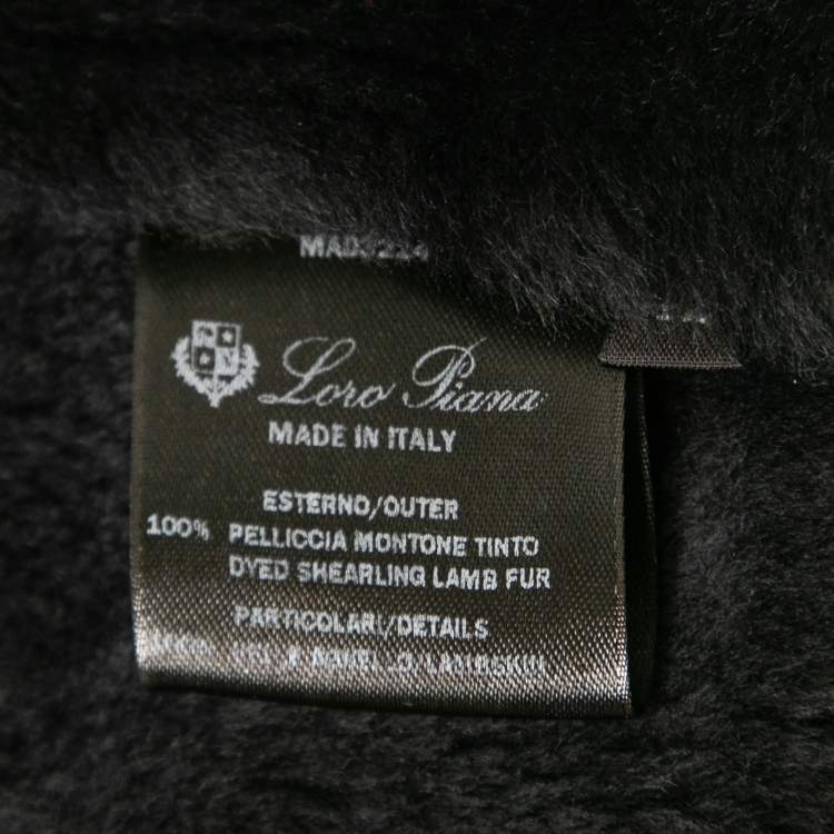 Pre Owned Loro Piana Black Lambskin & Shearling Mid-Length Coat M