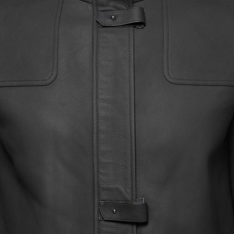 Pre Owned Loro Piana Black Lambskin & Shearling Mid-Length Coat M