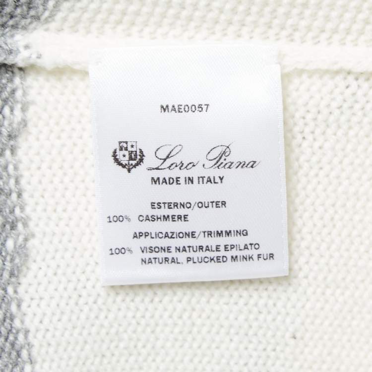 Pre Owned Loro Piana Grey Cashmere Mink Pom-Pom Embellished Sweater S