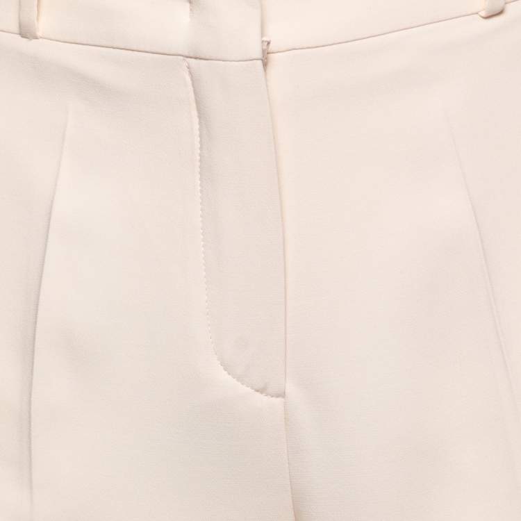 Pre Owned Loro Piana Cream Crepe Straight Leg Trousers M