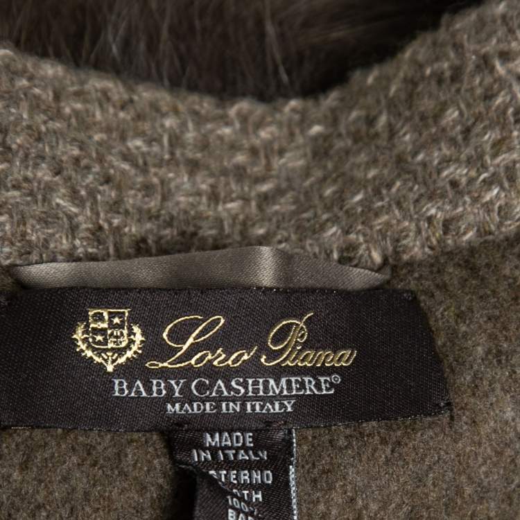 Pre Owned Loro Piana Brown Baby Cashmere Fur Trimmed Collar Cape Coat One Size