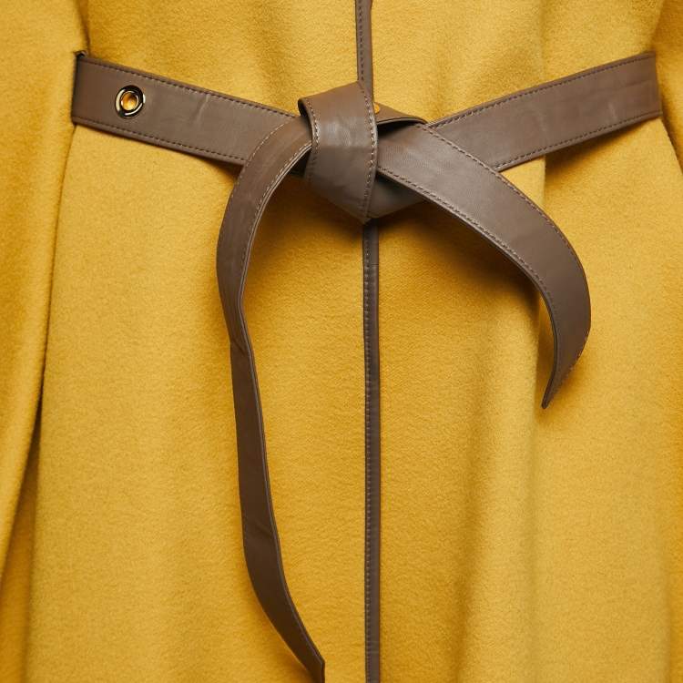 Pre Owned Loro Piana Yellow Cashmere Belted Cape One Size