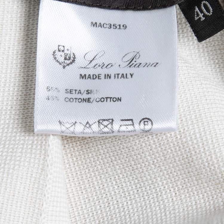 Pre Owned Loro Piana White Striped Patterned Knit Flared Midi Skirt S