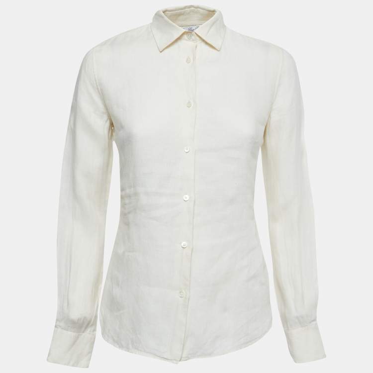 Pre Owned Loro Piana Cream Linen Button Front Shirt S