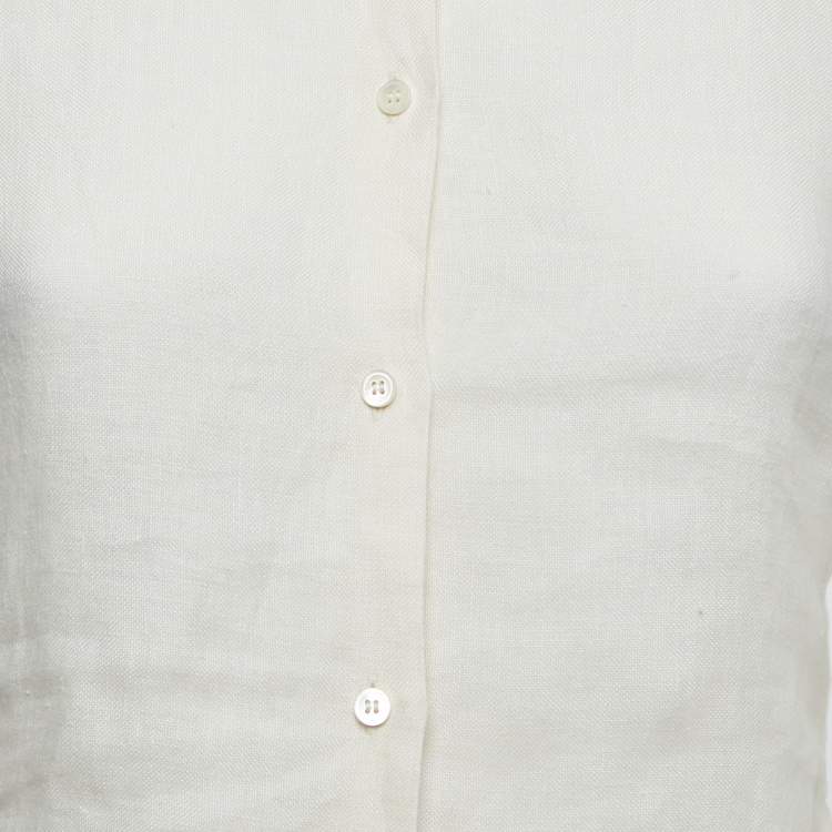 Pre Owned Loro Piana Cream Linen Button Front Shirt S