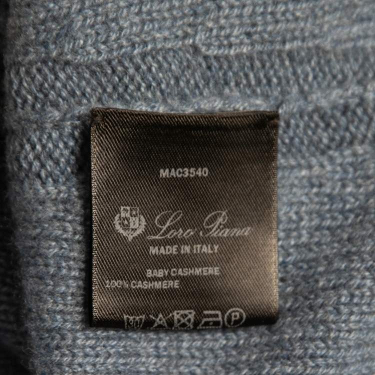 Pre Owned Loro Piana Blue Cashmere Knit Off-Shoulder Full Sleeve Top M