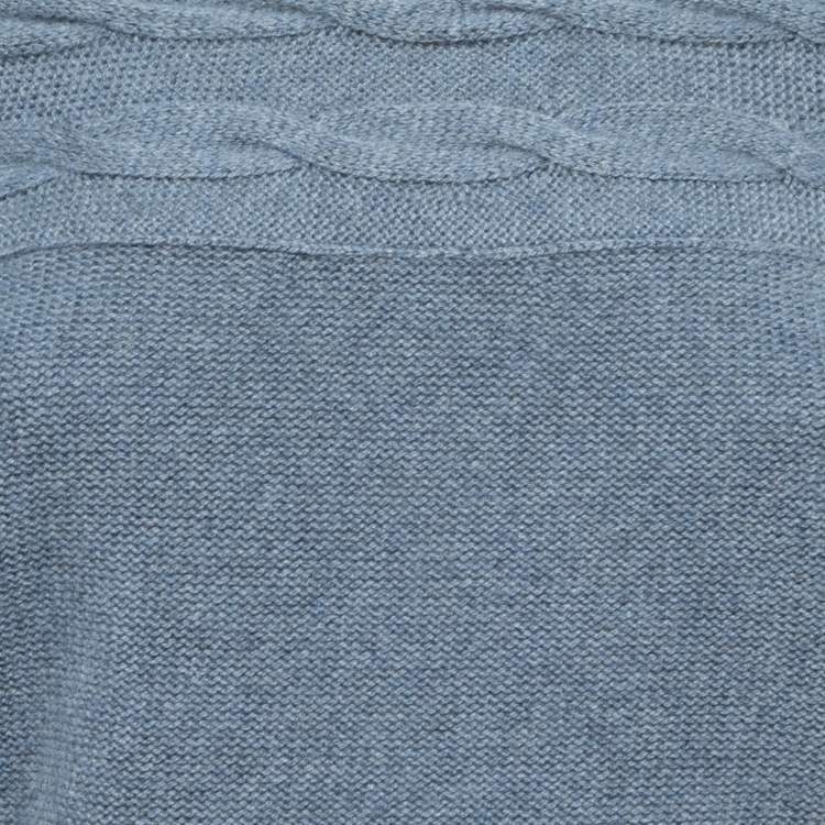 Pre Owned Loro Piana Blue Cashmere Knit Off-Shoulder Full Sleeve Top M