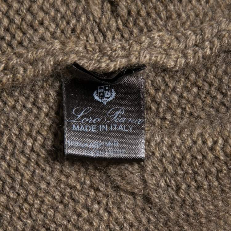 Pre Owned Loro Piana Brown Cashmere Cable Knit Turtleneck Sweater Dress M
