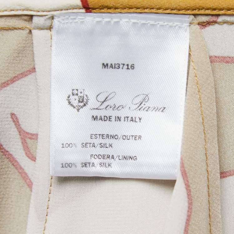 Pre Owned Loro Piana Yellow Printed Silk Belted Maxi Dress S