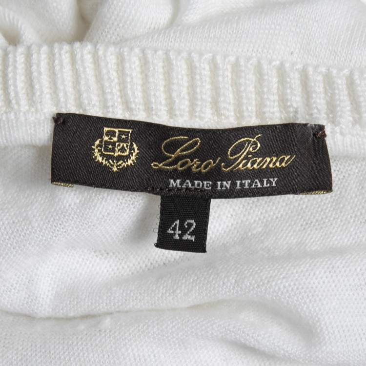 Pre Owned Loro Piana White Linen Knit T-Shirt M