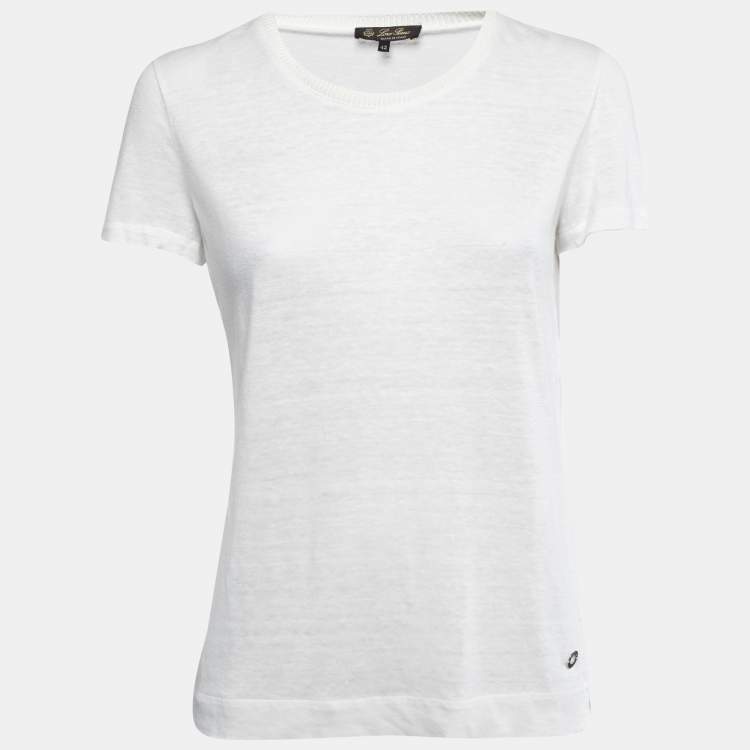 Pre Owned Loro Piana White Linen Knit T-Shirt M